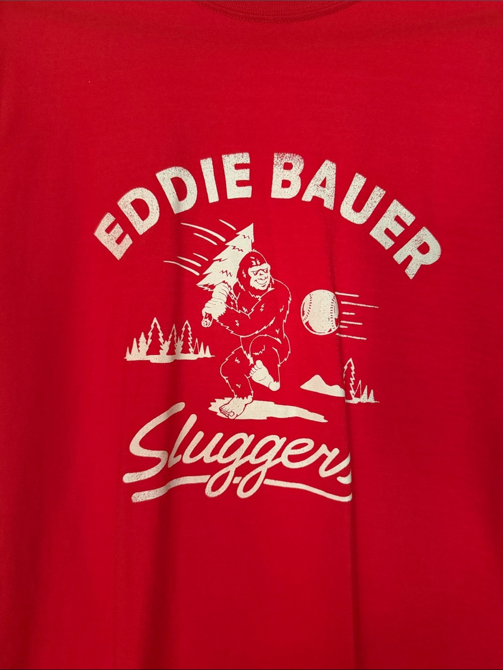 Eddie Bauer Red Graphic Tee with White 'Slugger' Print - Picture 2 of 4